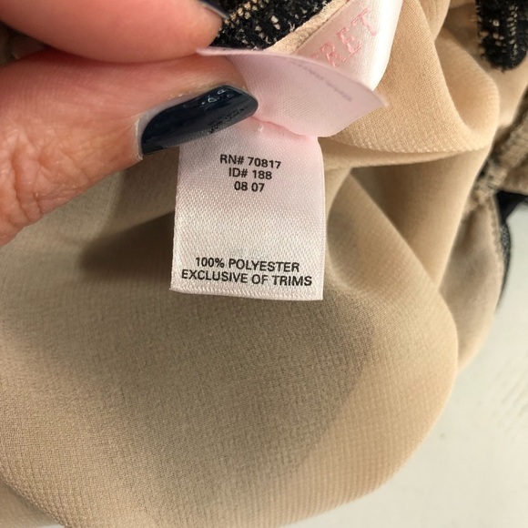 Victoria’s Secret babydoll camisole black netting over tan rhinestones S - Picture 7 of 8